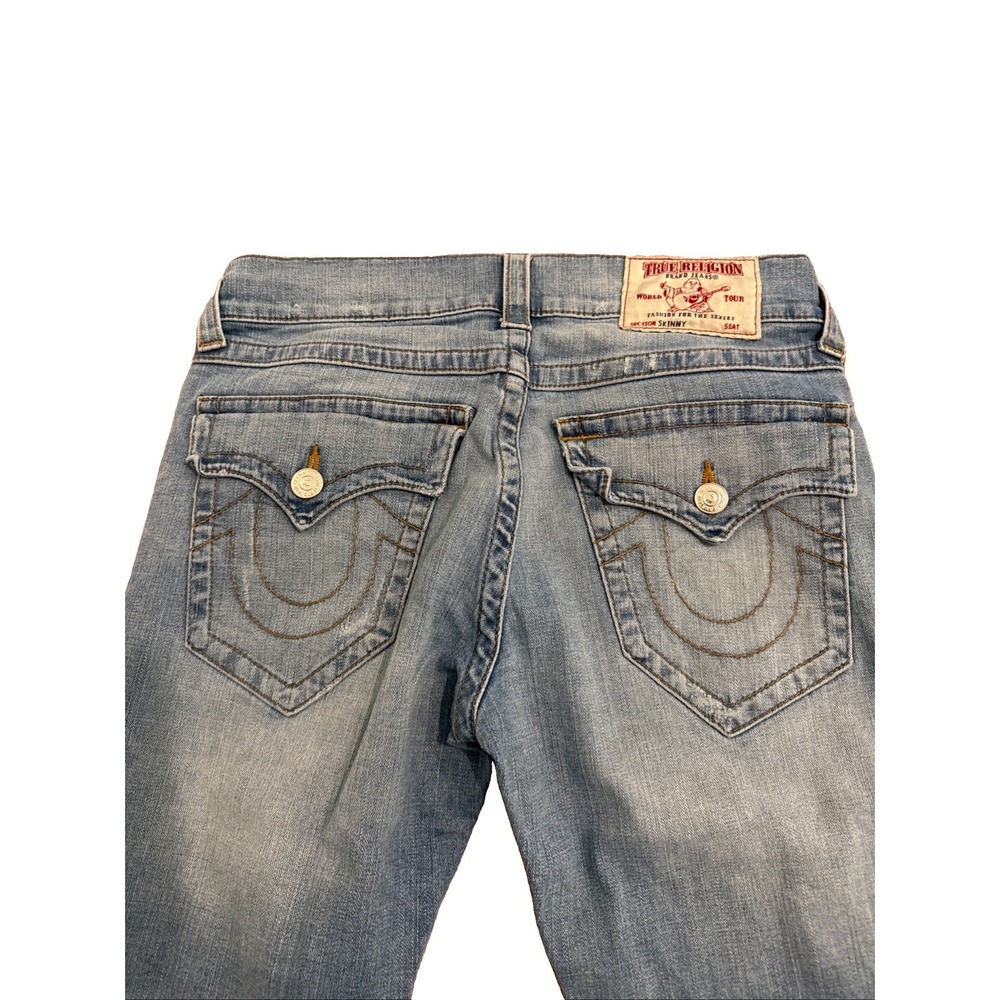 True Religion Jeans Men's 32in Blue Ricky Big T Flap Straight Leg Denim